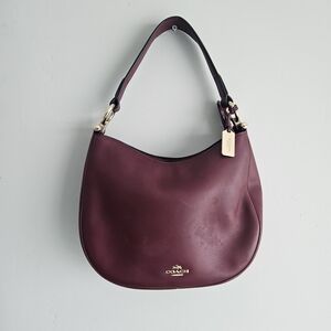Coach Burgundy Leather Shoulder Bag with Gold Hardware Nomad Hobo